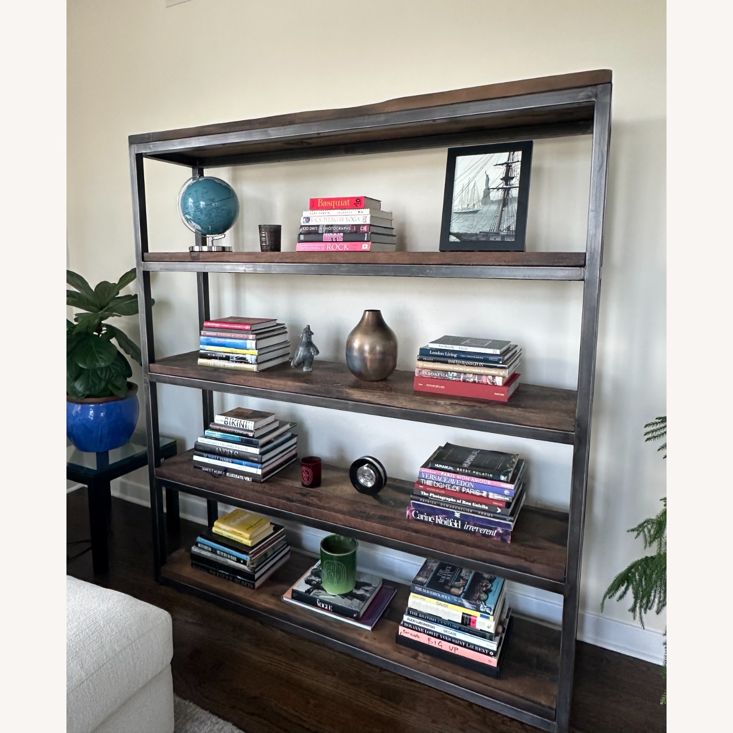 Restoration Hardware Reclaimed Salvaged Boatwood & Metal Bookcase - image-3