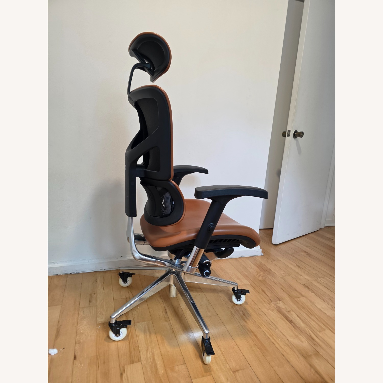 Light Brown Leather Office Chair - image-4