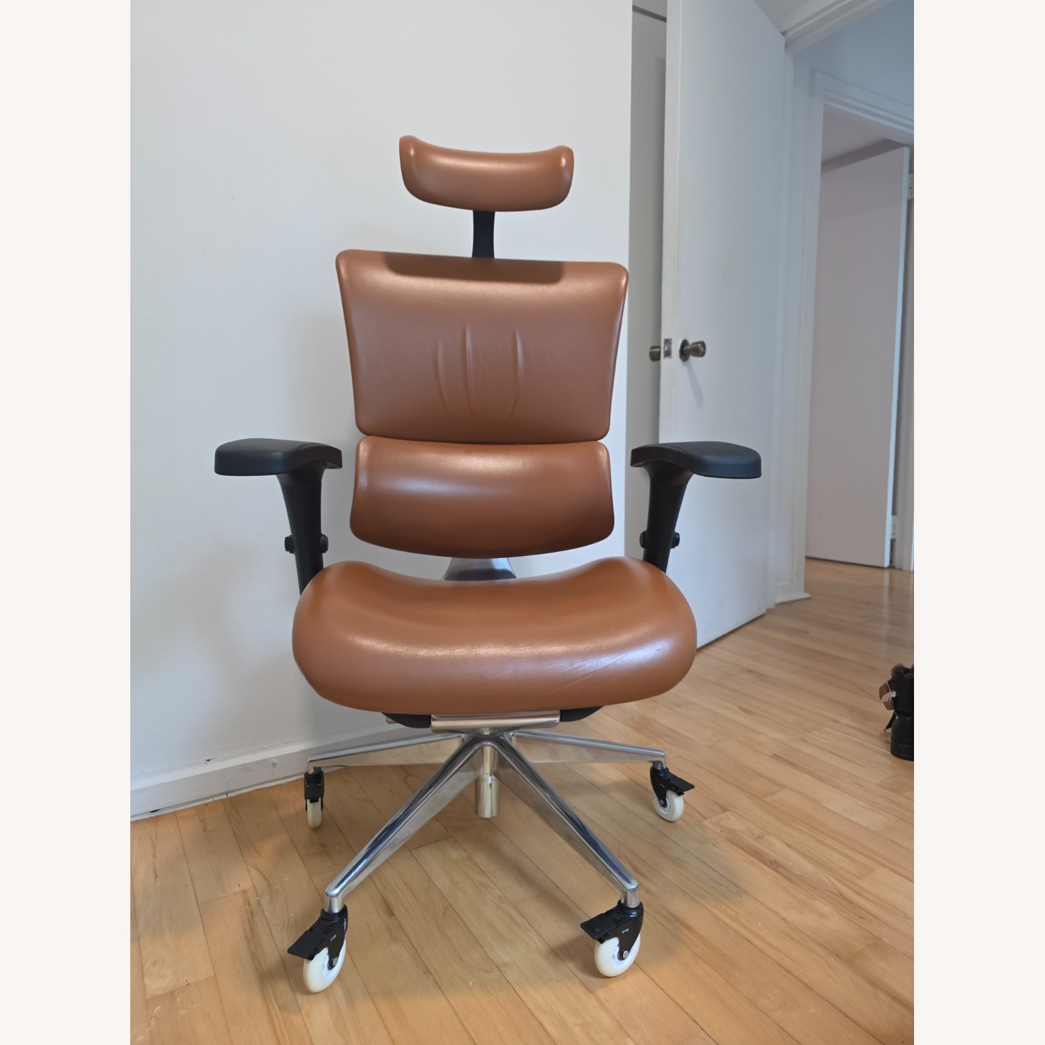 Light Brown Leather Office Chair - image-1