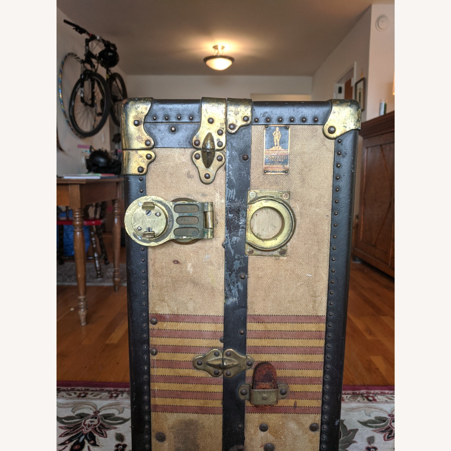 Antique Wardrobe Steamer Trunk (circa 1920s) - image-7