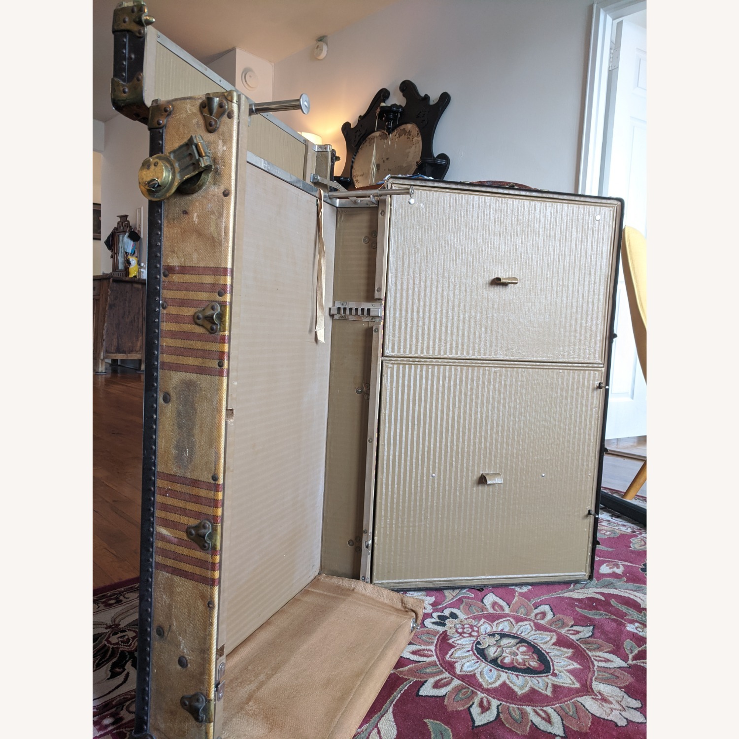Antique Wardrobe Steamer Trunk (circa 1920s) - image-10