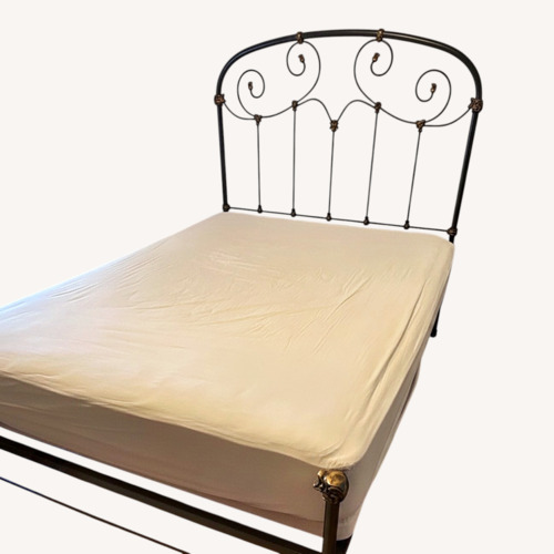 Used Pottery Barn Dark Brown Metal Queen Bed for sale on AptDeco