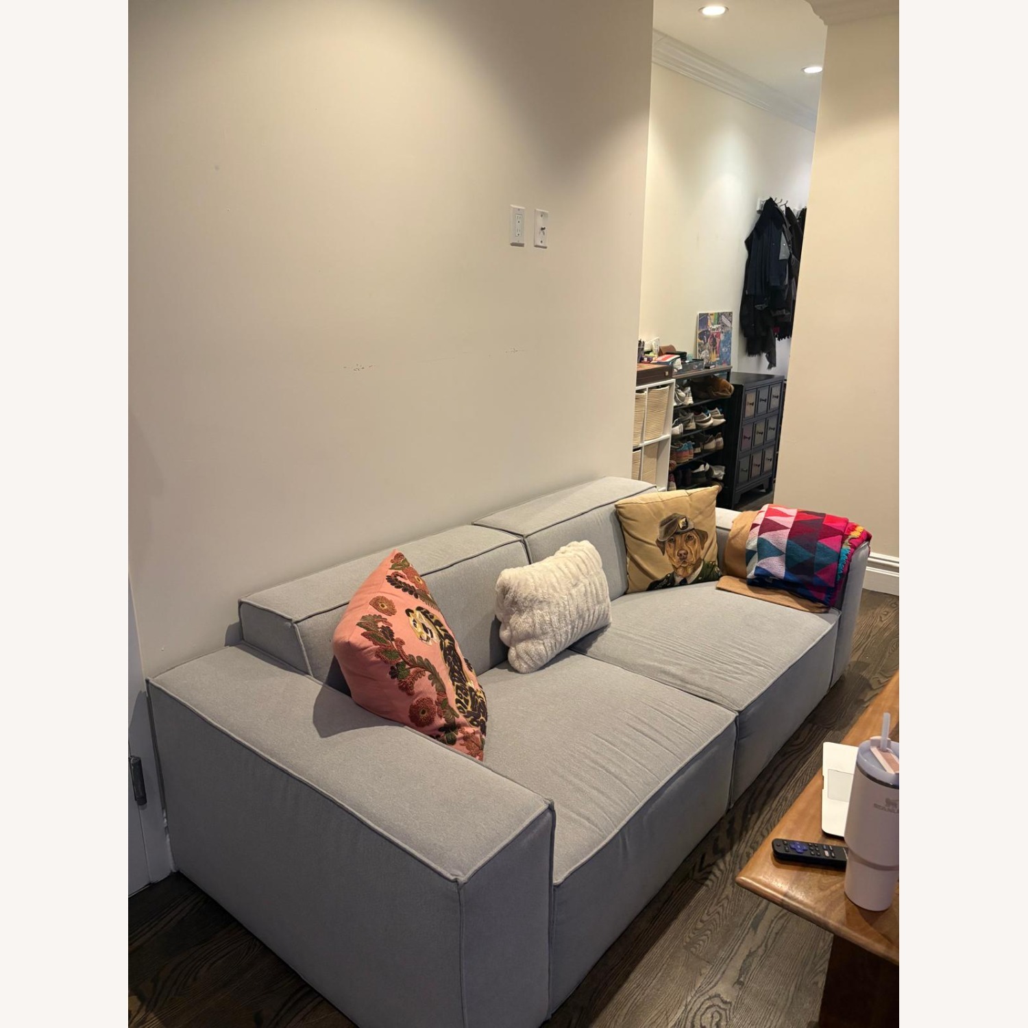 Modani Light Gray Fabric 3+ Seater Sofa - image-2