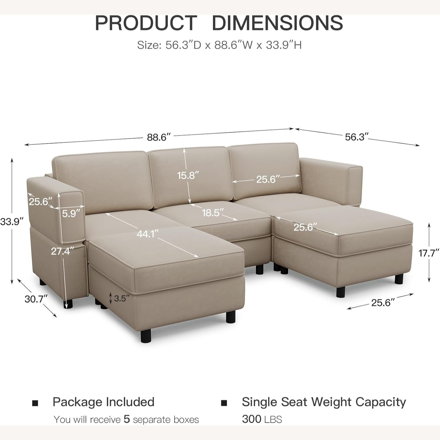 Amazon Sectional Sofa with Storage Ottoman Seat - image-3