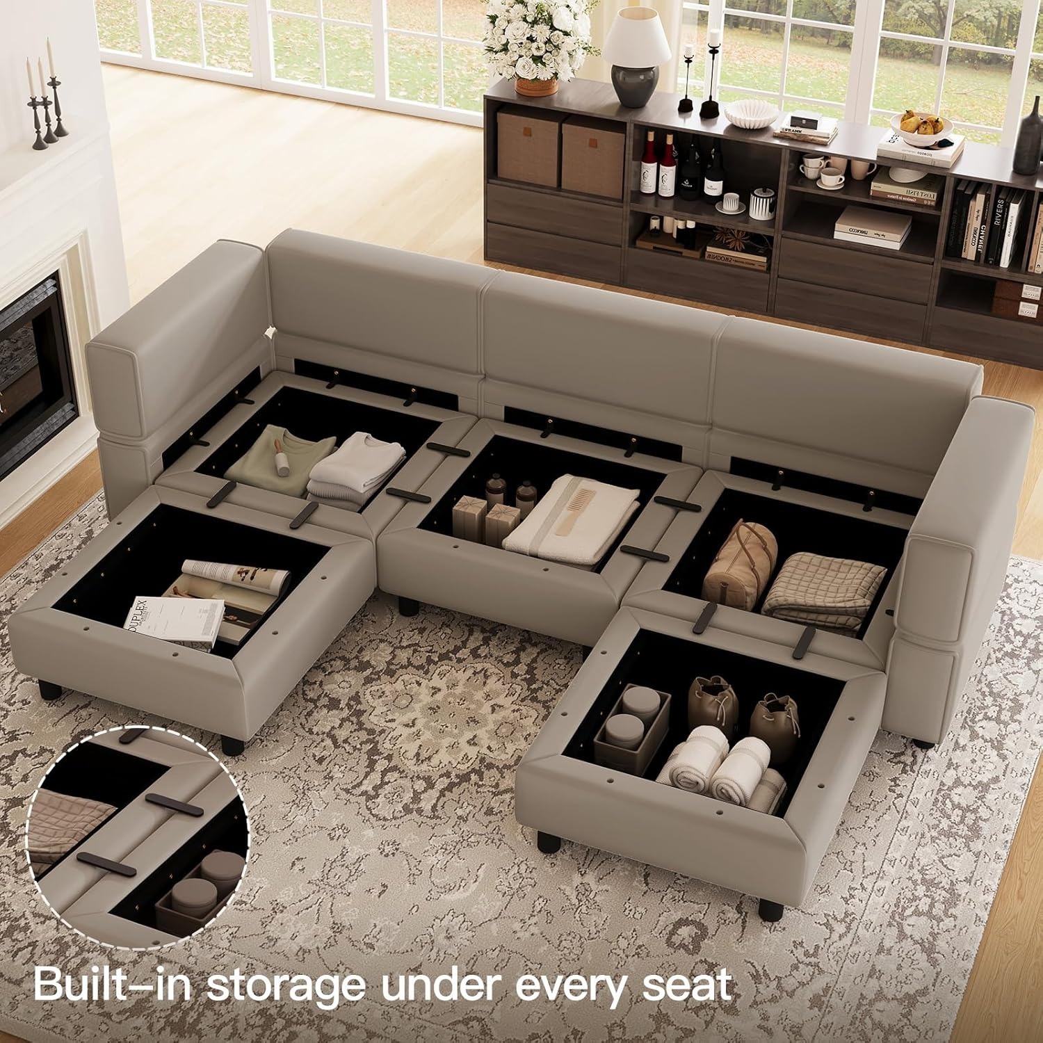 Amazon Sectional Sofa with Storage Ottoman Seat - image-2