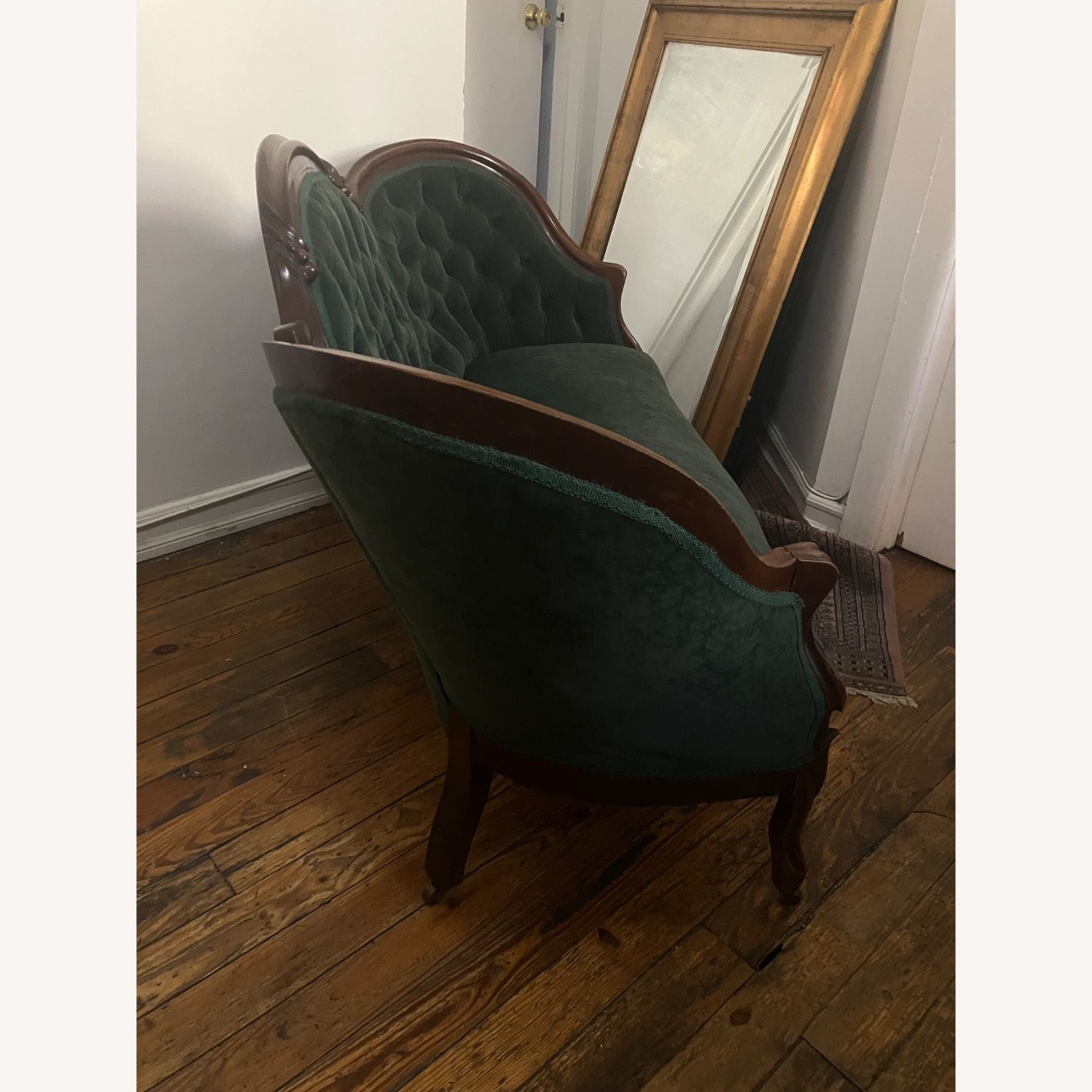 Antique Victorian Carved Wood Settee - image-2