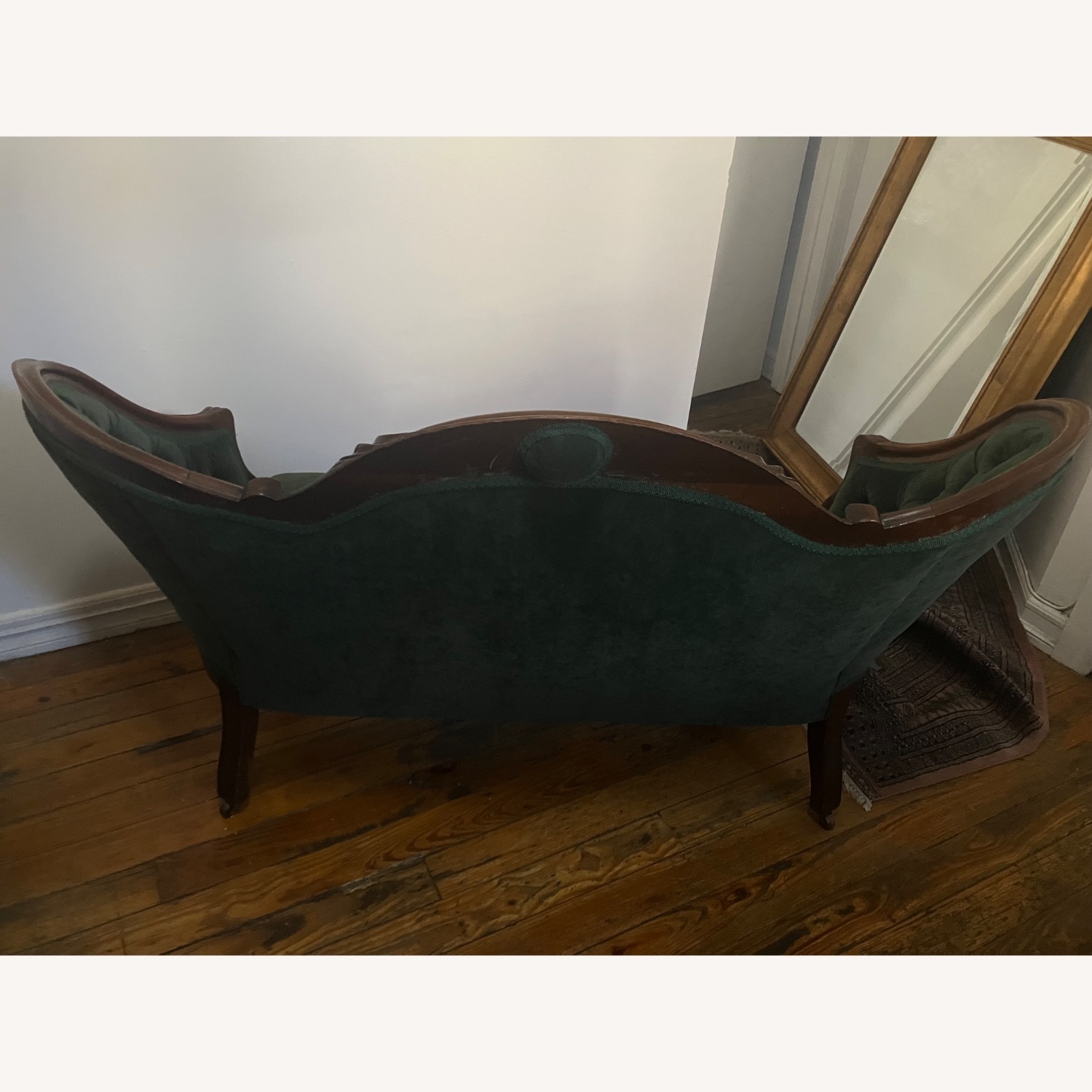 Antique Victorian Carved Wood Settee - image-4