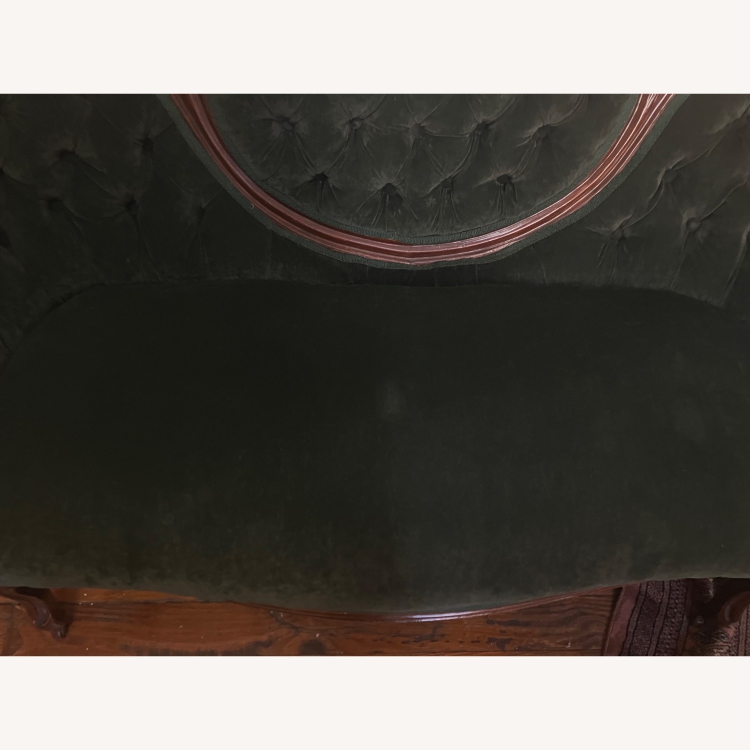 Antique Victorian Carved Wood Settee - image-3