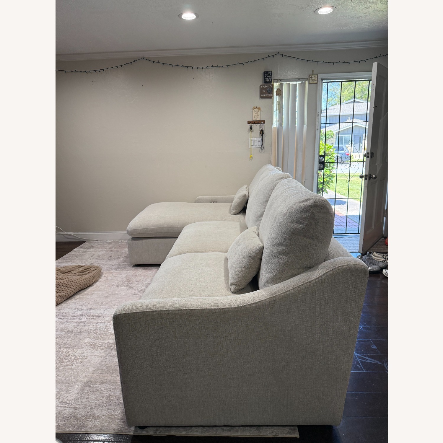 Living Spaces Kennedy White Fabric 3+ Piece Sectional - image-3