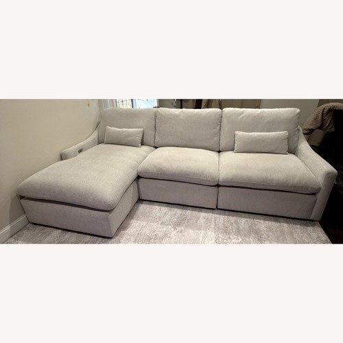 Used Living Spaces Kennedy White Fabric 3+ Piece Sectional for sale on AptDeco