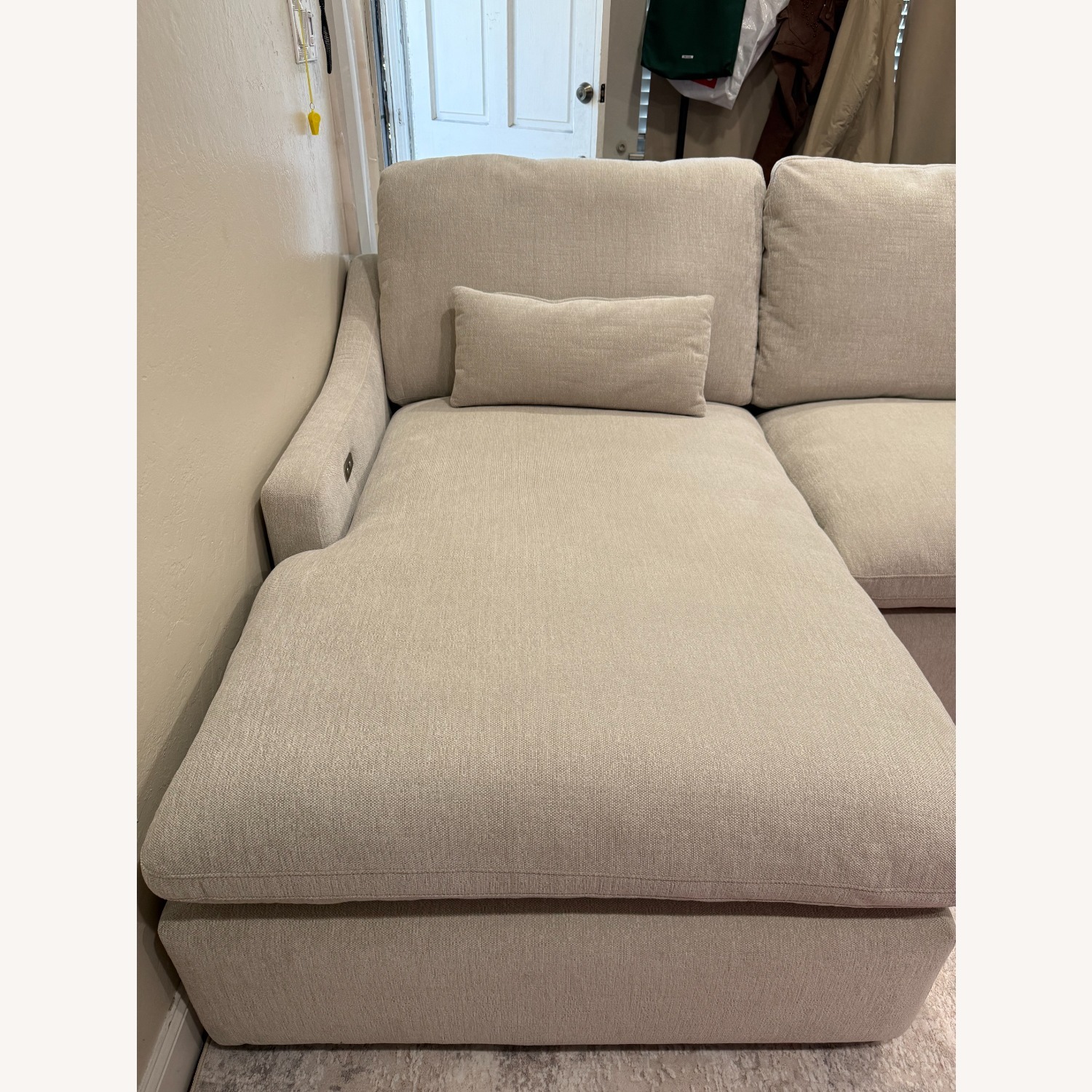Living Spaces Kennedy White Fabric 3+ Piece Sectional - image-5