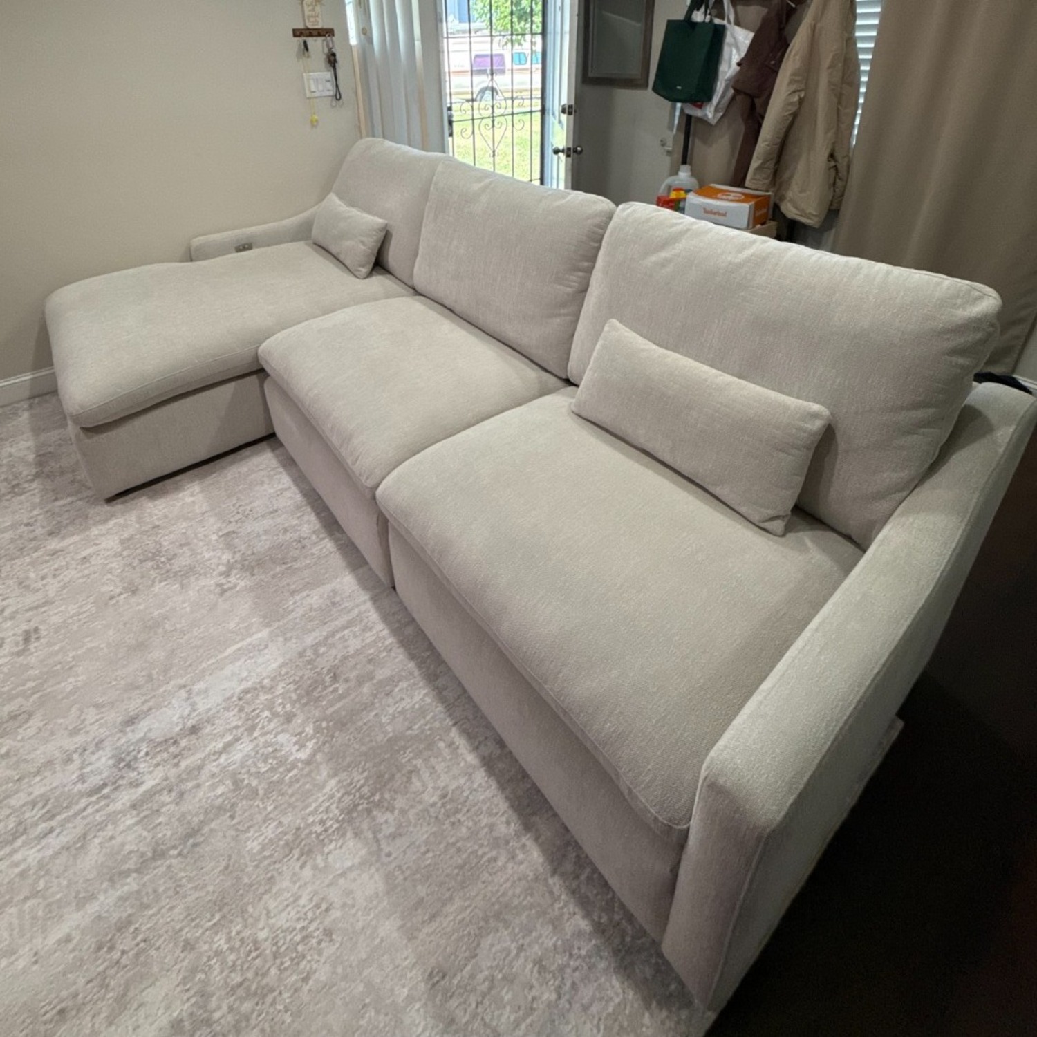 Living Spaces Kennedy White Fabric 3+ Piece Sectional - image-2