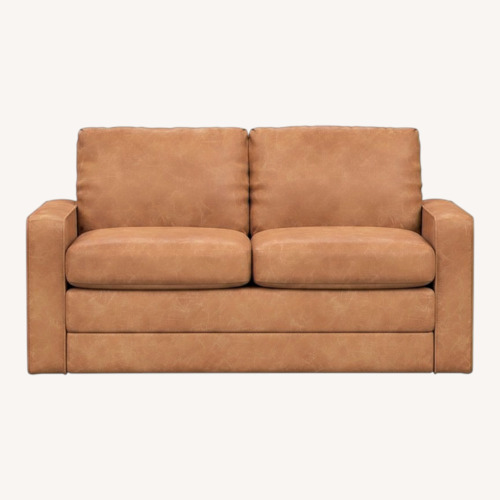 Used Pottery Barn Teen Grove Sleeper Sofa - Faux Leather Caramel for sale on AptDeco