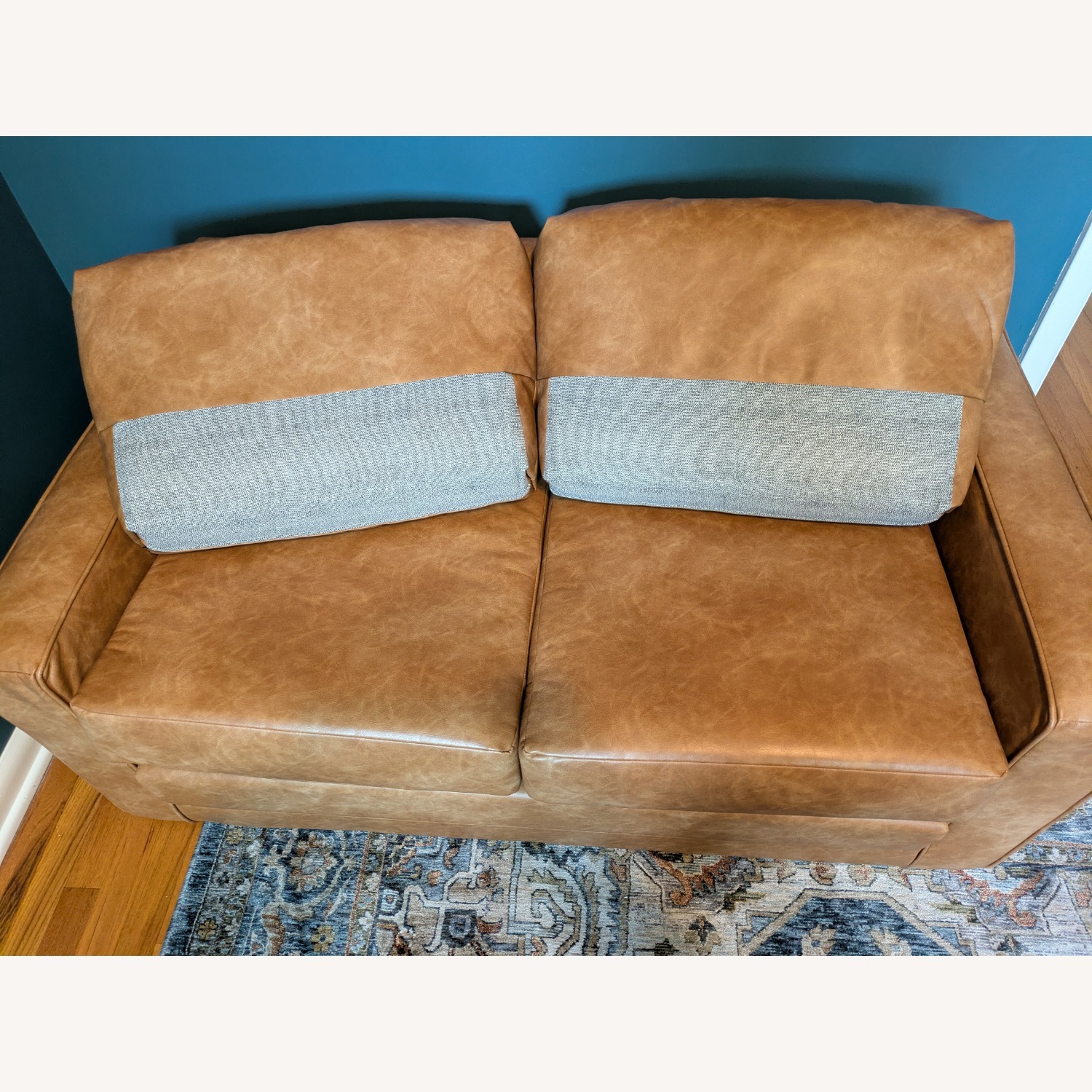 Pottery Barn Teen Grove Sleeper Sofa - Faux Leather Caramel - image-7