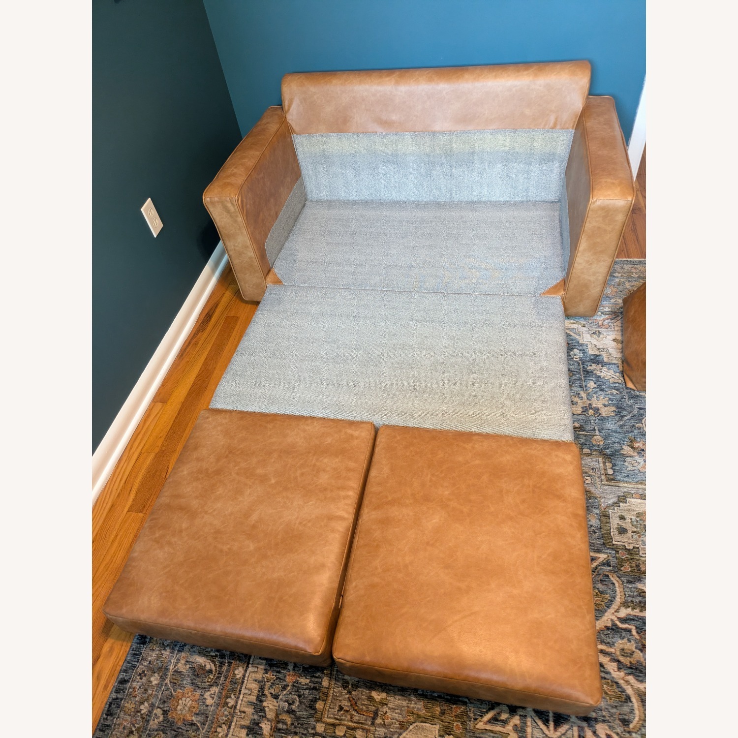 Pottery Barn Teen Grove Sleeper Sofa - Faux Leather Caramel - image-2