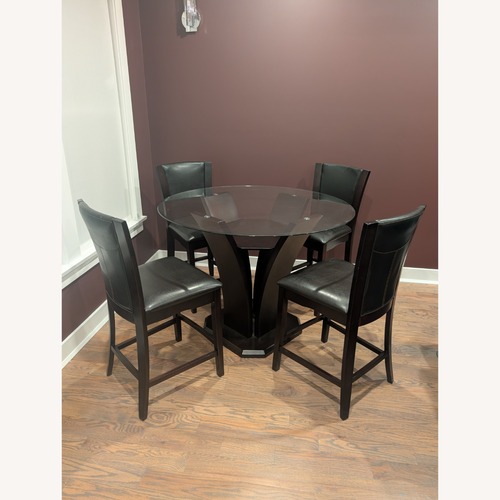 Used Raymour & Flanigan Venice Dark Brown Wood Dining Set for sale on AptDeco