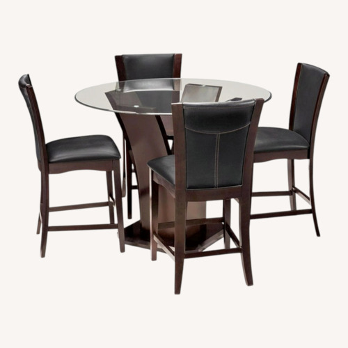 Used Raymour & Flanigan Venice Dark Brown Wood Dining Set for sale on AptDeco