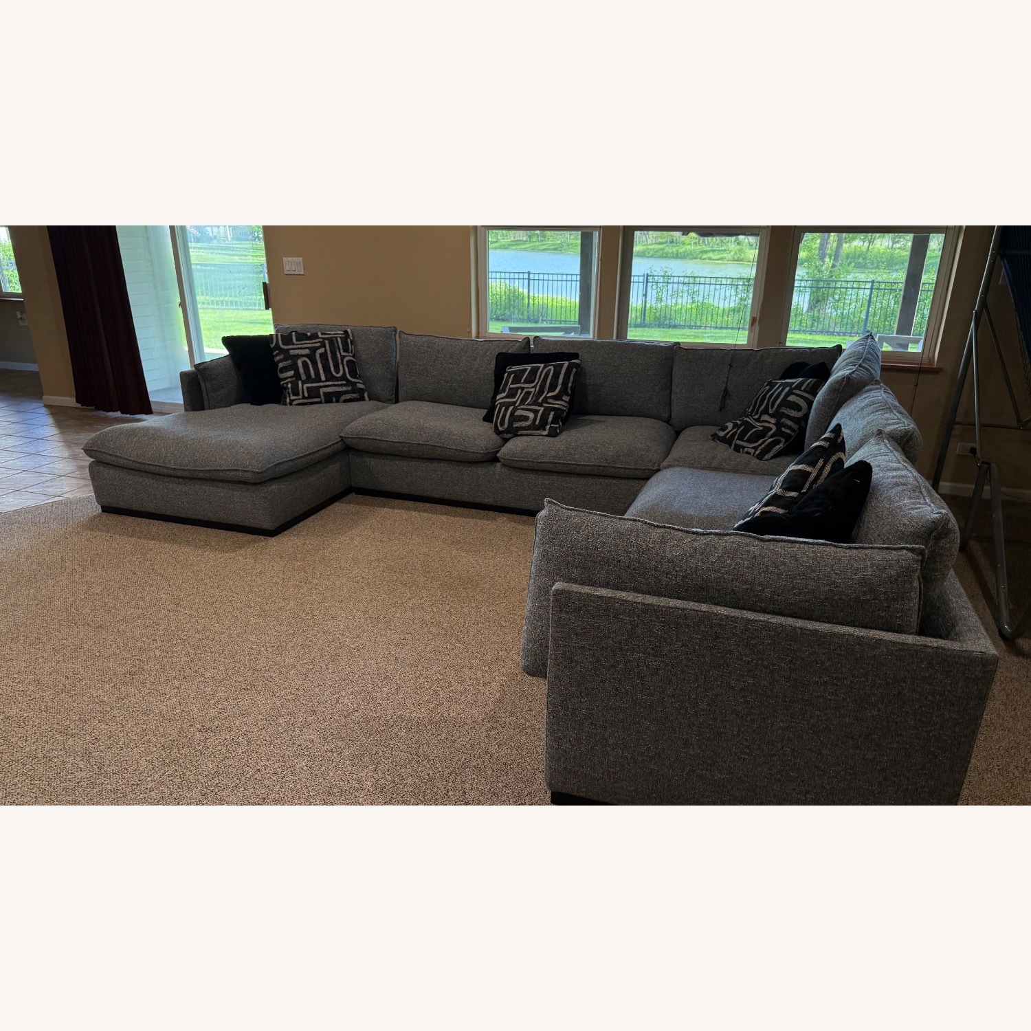 Dark Grey Sectional With Chaise  - image-3