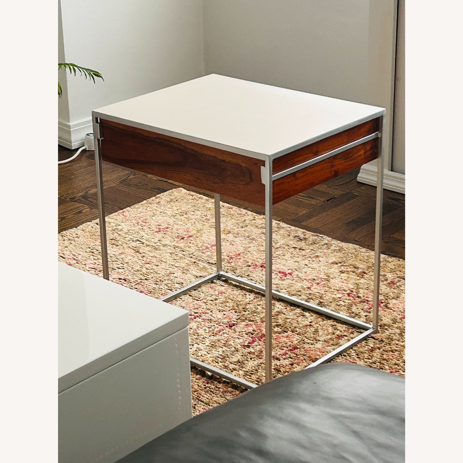 CB2 Audrey Light Gray Metal Side Table - image-2