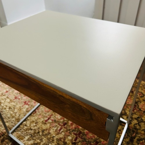 Used CB2 Audrey Light Gray Metal Side Table for sale on AptDeco