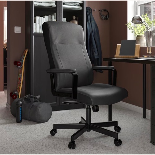 Used IKEA Black Leather Office Chair for sale on AptDeco