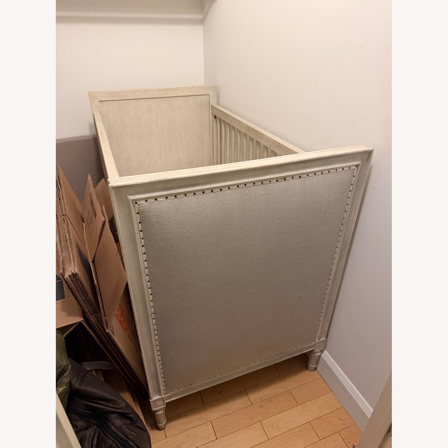 Restoration Hardware Light Gray Wood Crib - image-1