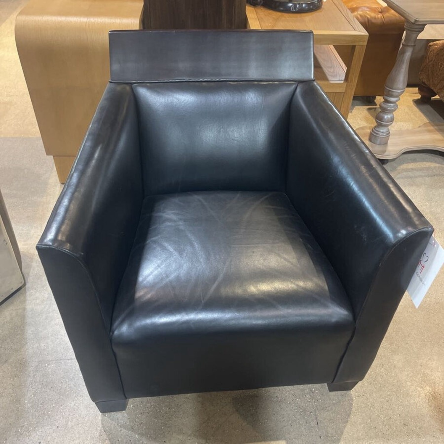 Fine Top Grain Leather w Wood Head Rest Chair - image-2