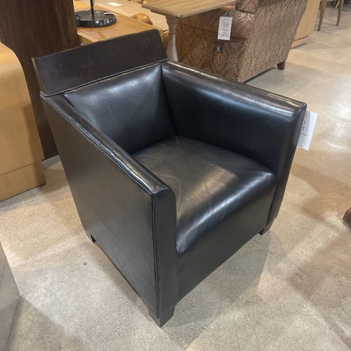 Used Fine Top Grain Leather w Wood Head Rest Chair for sale on AptDeco