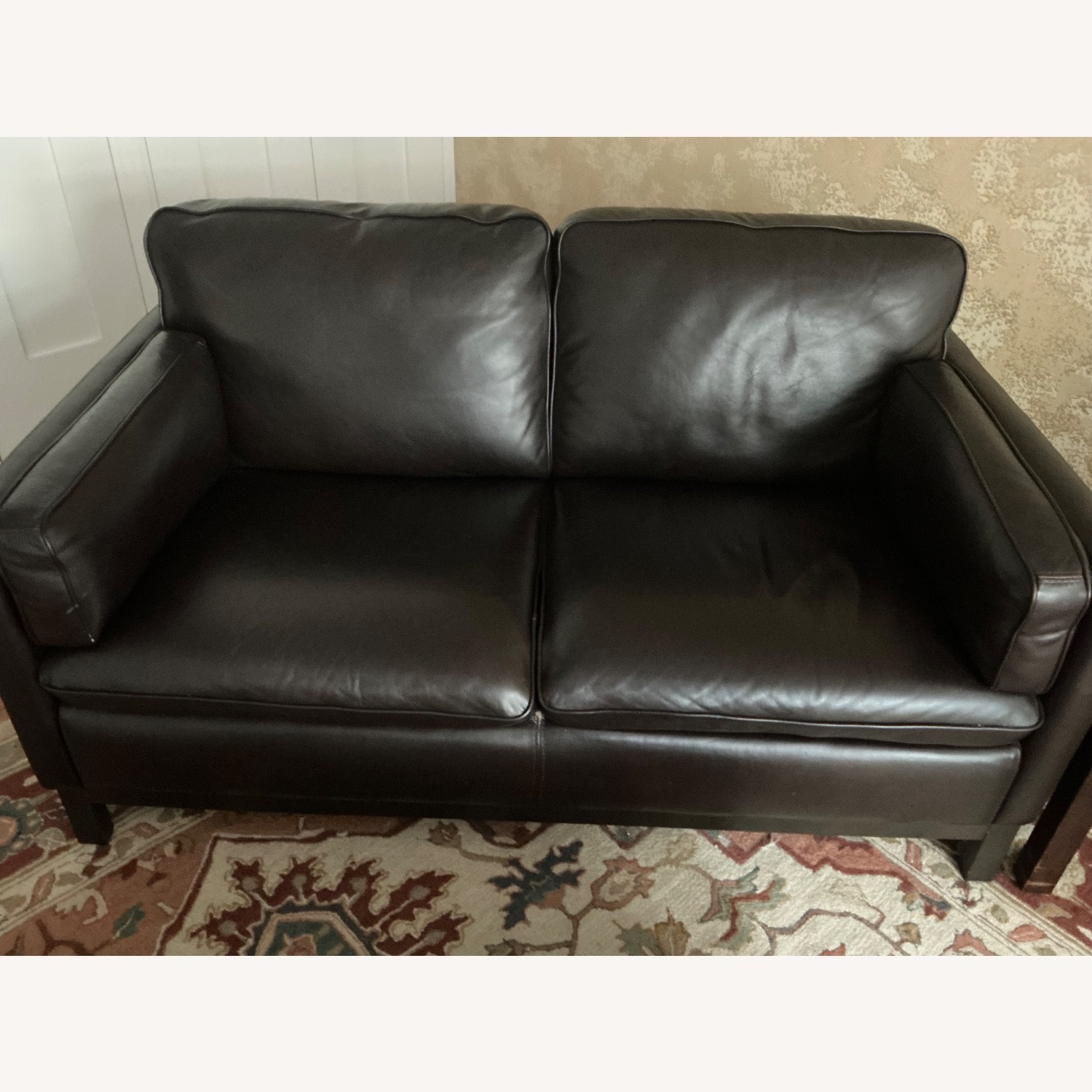 Macy's Dark Brown Leather 2 Seater Sofa - image-1