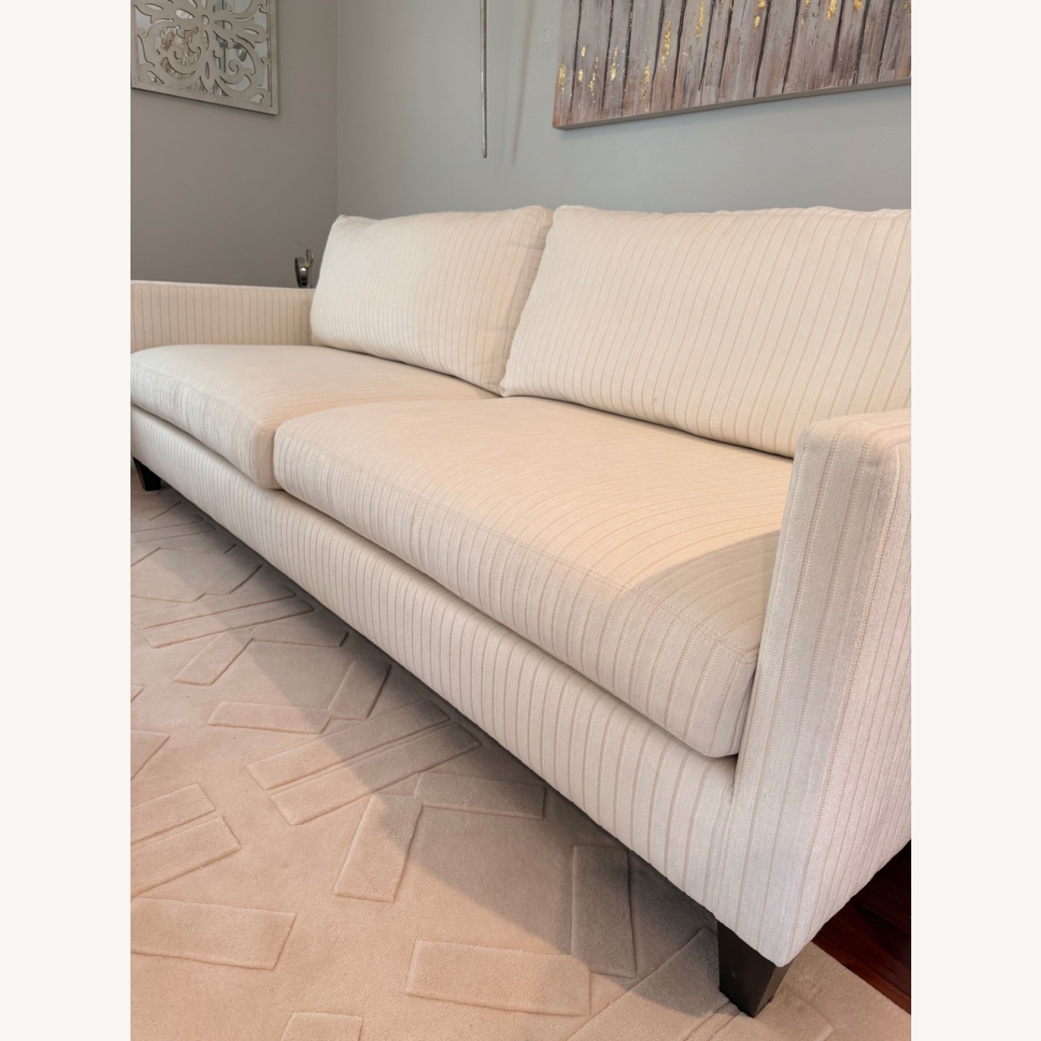 Ethan Allen White Fabric 2 Seater Sofa - image-4