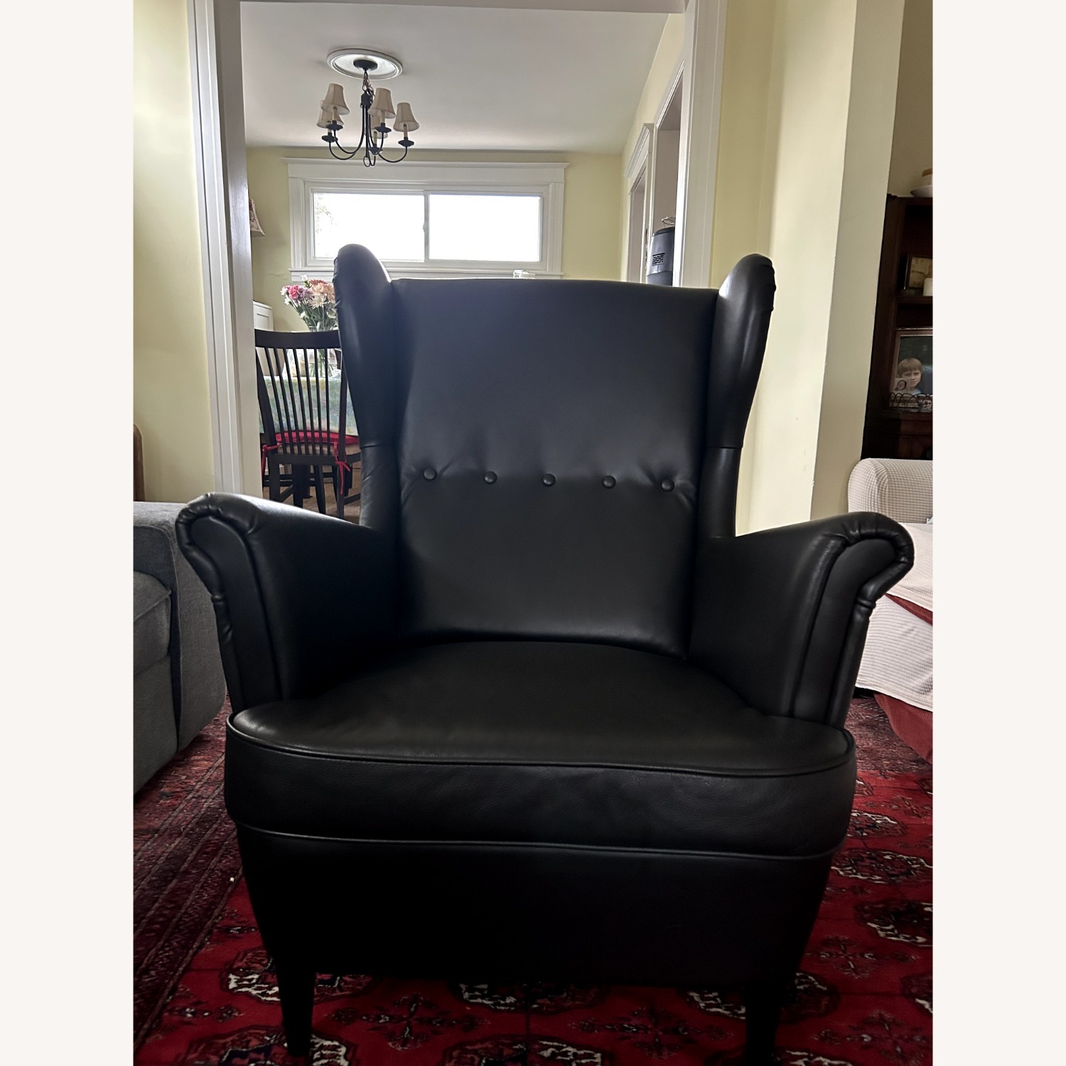 IKEA Strandmon Black Leather Armchair - image-1