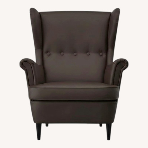 Used IKEA Strandmon Black Leather Armchair for sale on AptDeco