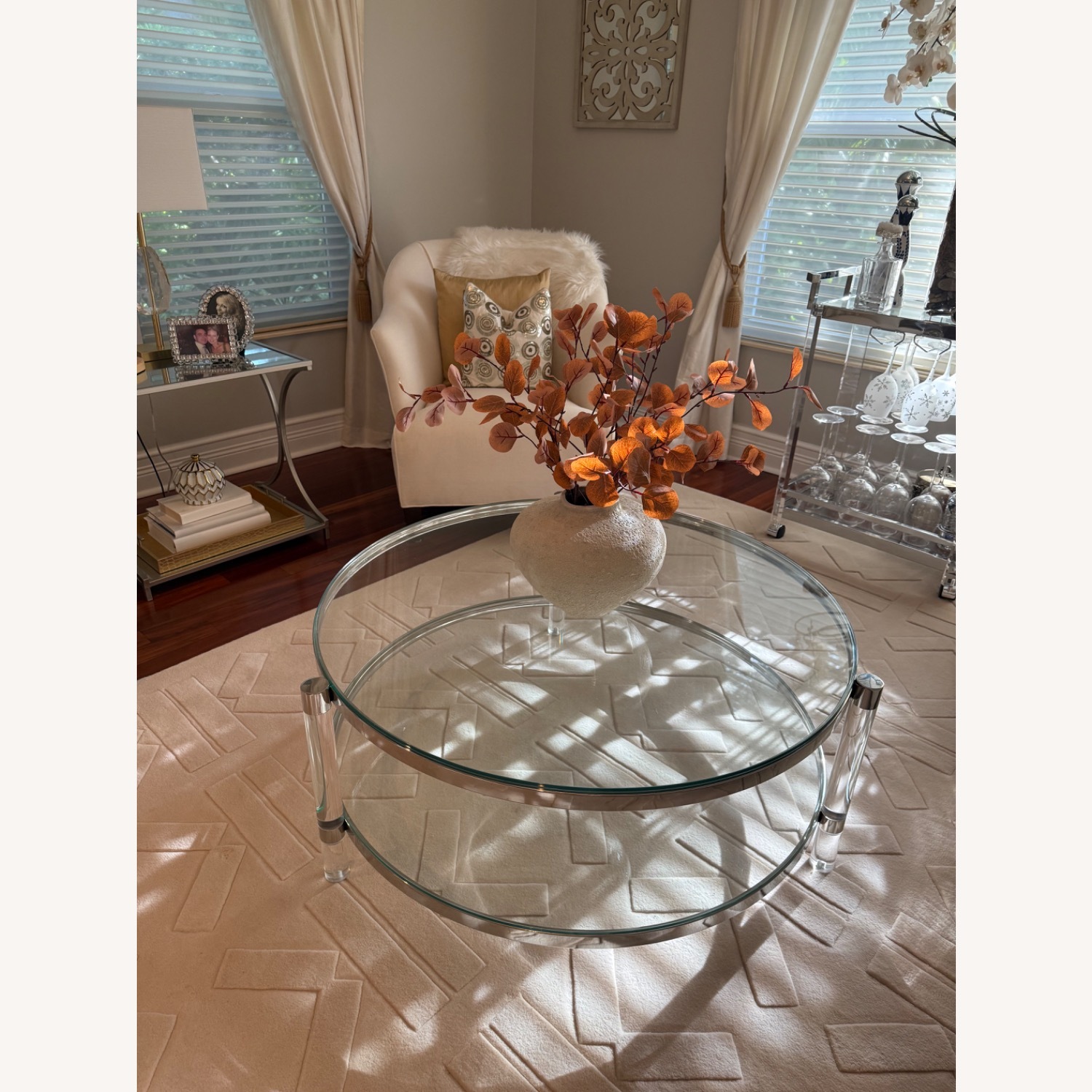 Modern Round Glass Table With Clear Acrylic Legs - image-1