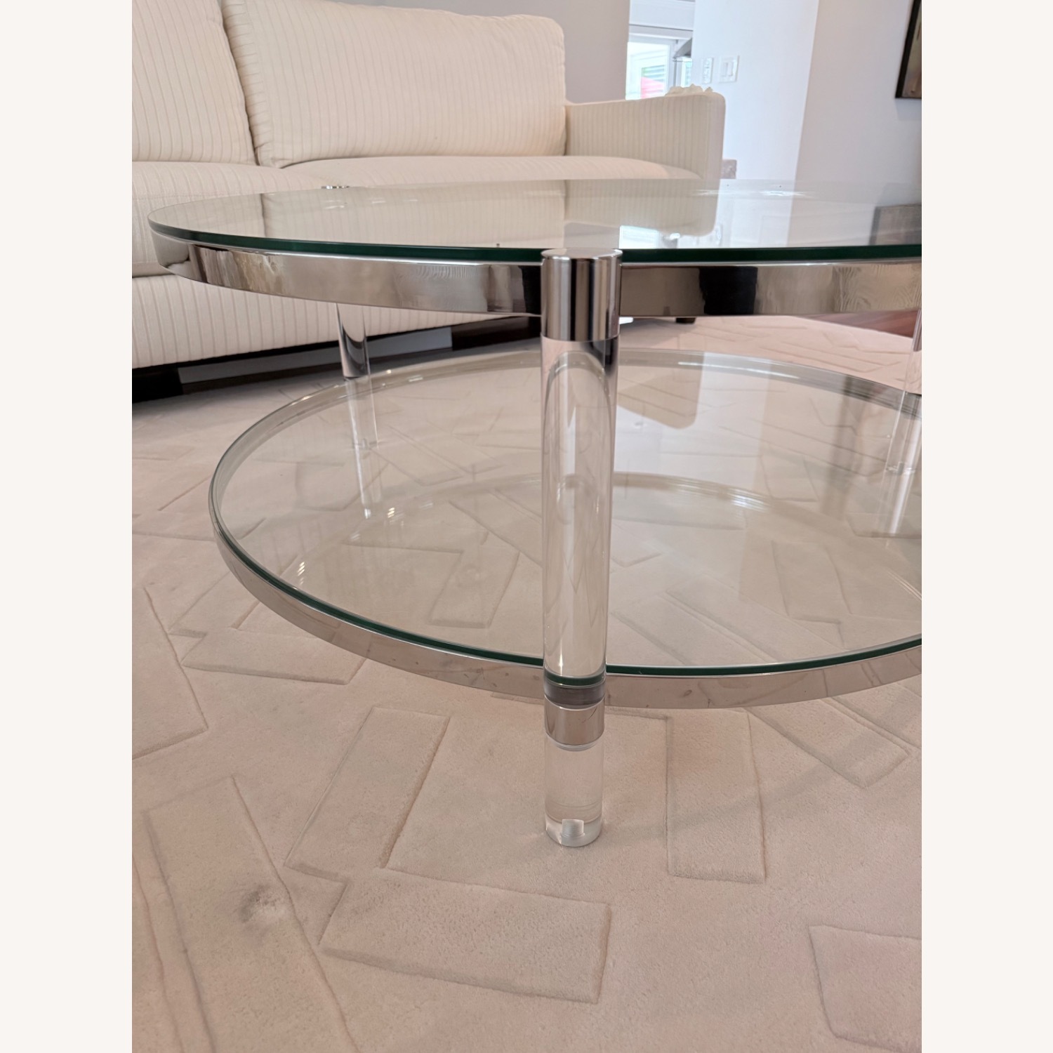 Modern Round Glass Table With Clear Acrylic Legs - image-3