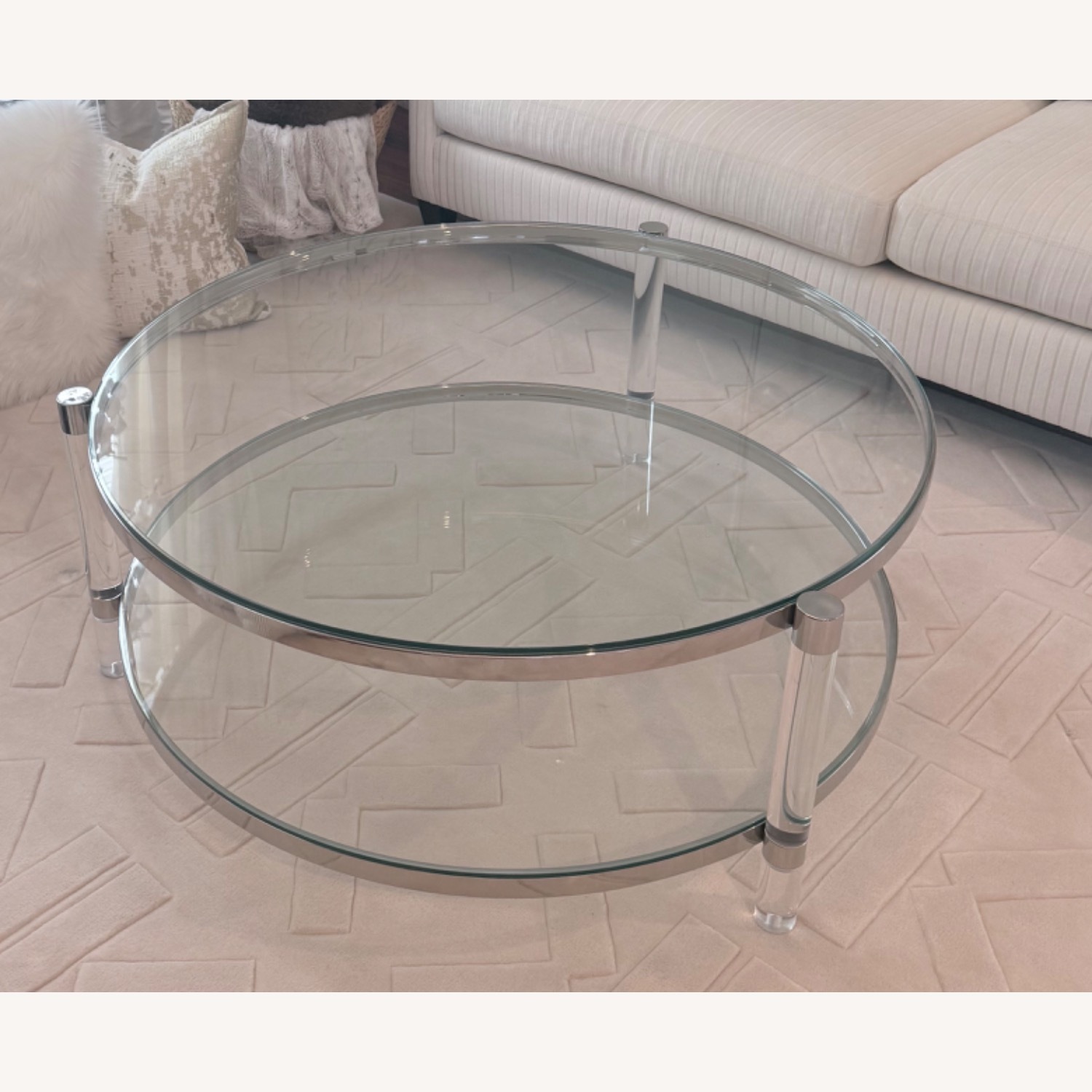 Modern Round Glass Table With Clear Acrylic Legs - image-2
