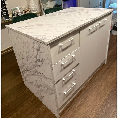Used South Shore Furniture White Wood Kitchen Island for sale on AptDeco