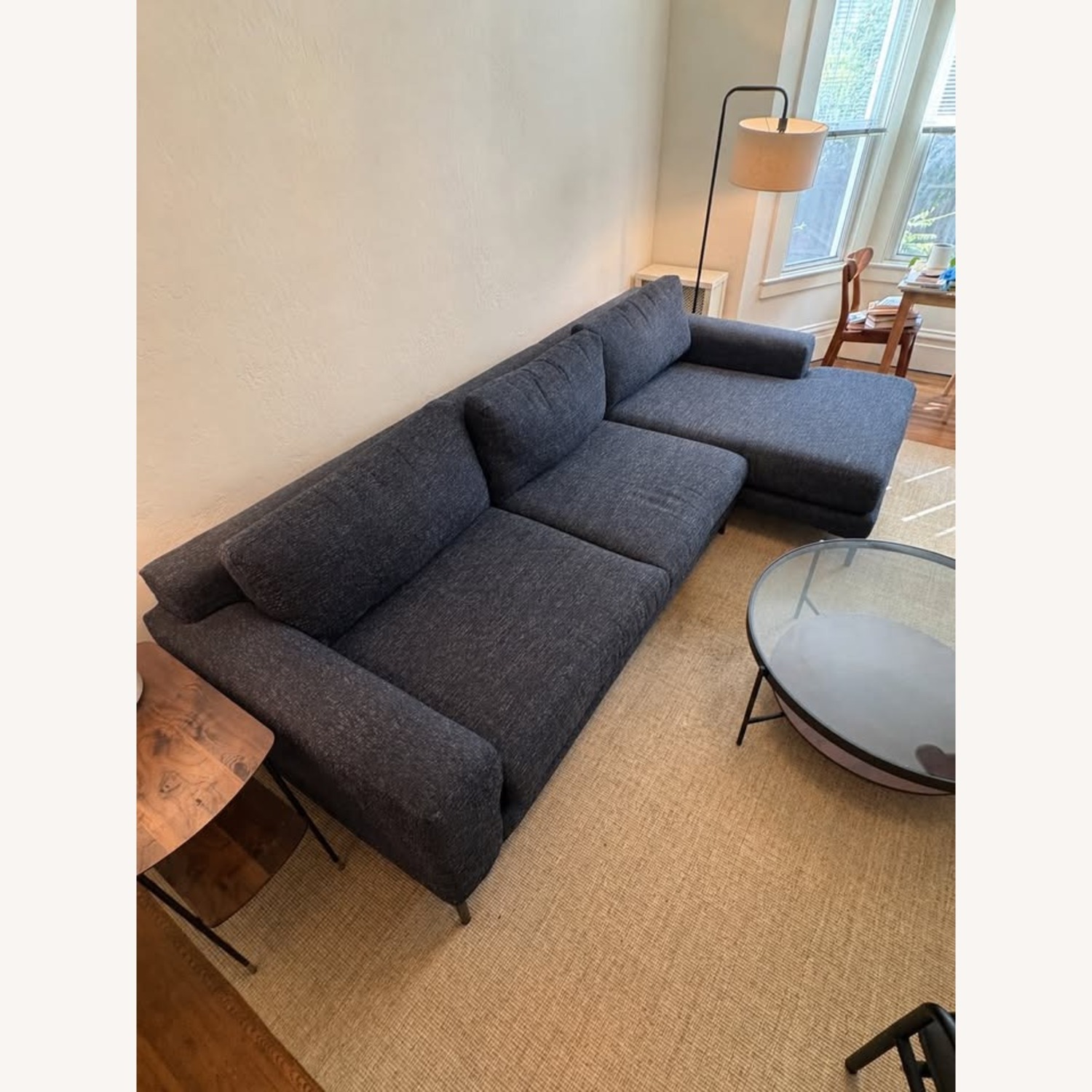 West Elm Harper Blue Fabric 2 Piece Sectional - image-3