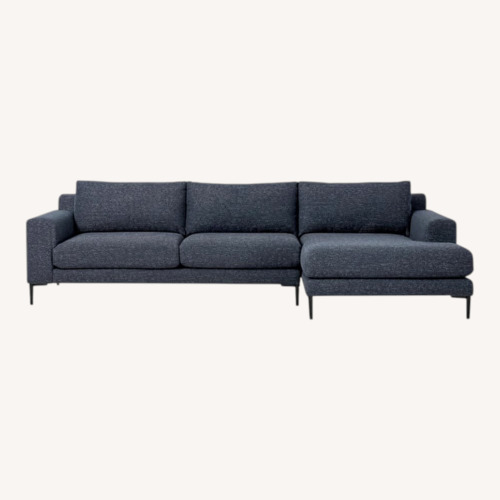 Used West Elm Harper Blue Fabric 2 Piece Sectional for sale on AptDeco