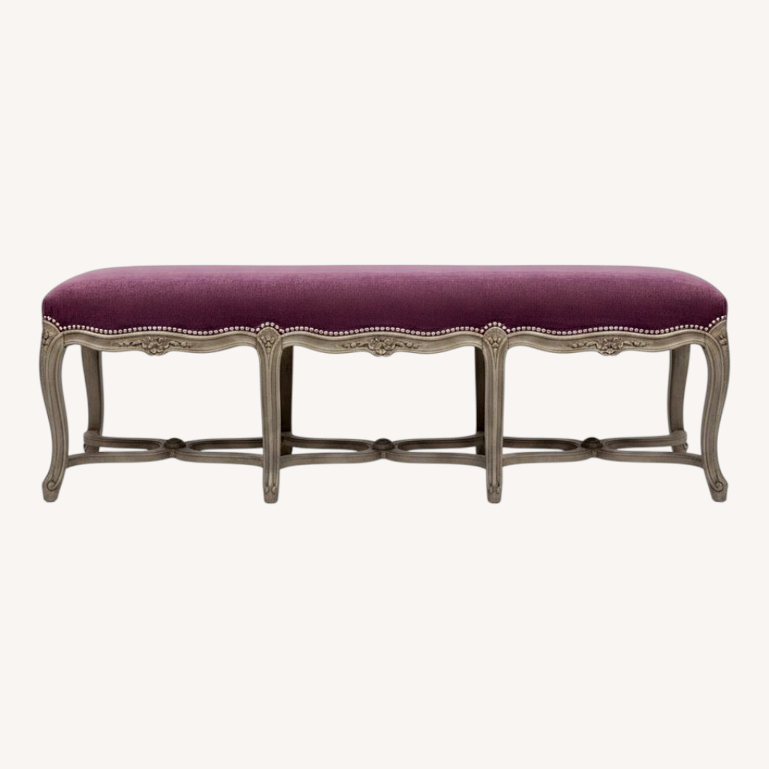 Vintage/Antique Finds Pink Velvet Bench - image-0