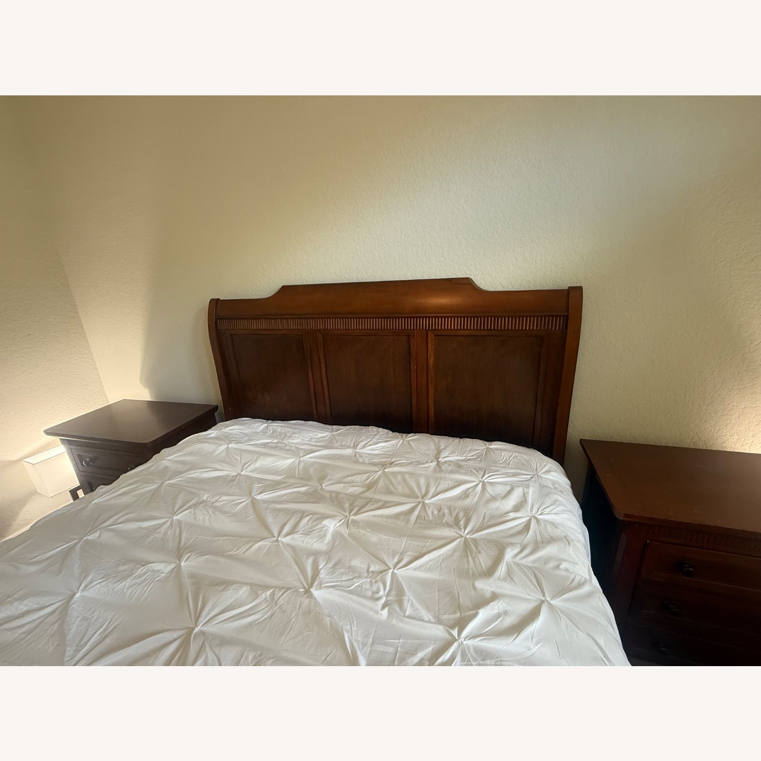 Dark Brown Fabric Queen Bed - image-3