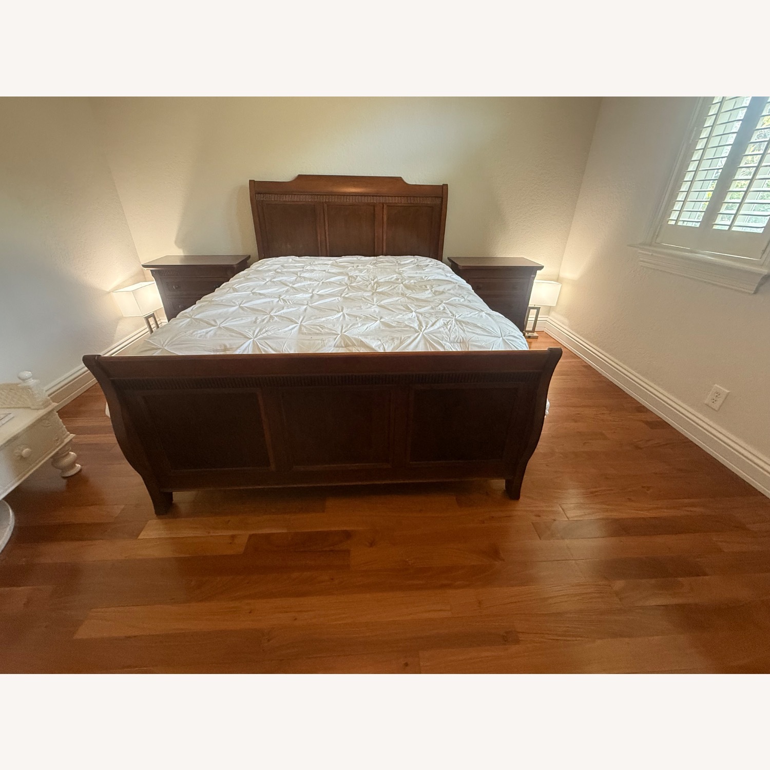 Dark Brown Fabric Queen Bed - image-2
