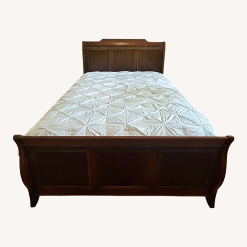 Used Dark Brown Fabric Queen Bed for sale on AptDeco