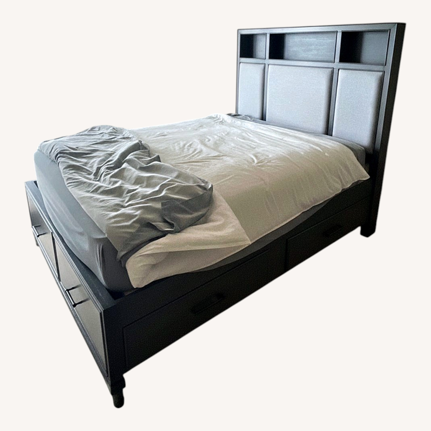 Pebble Gray Queen Bed With Storage - image-0