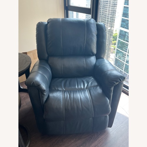 Used Navy Blue Leather Recliner for sale on AptDeco