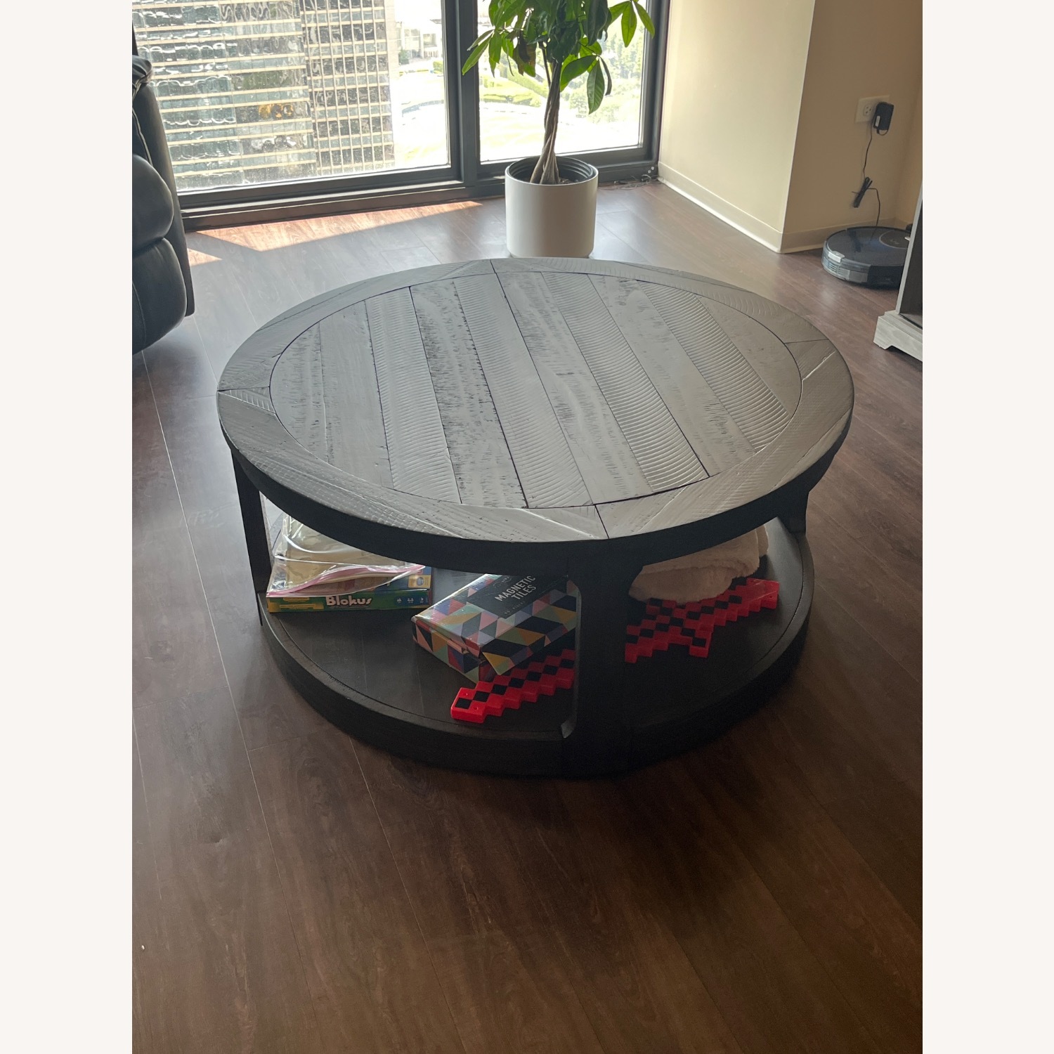Dark Brown Wood Coffee Table - image-2