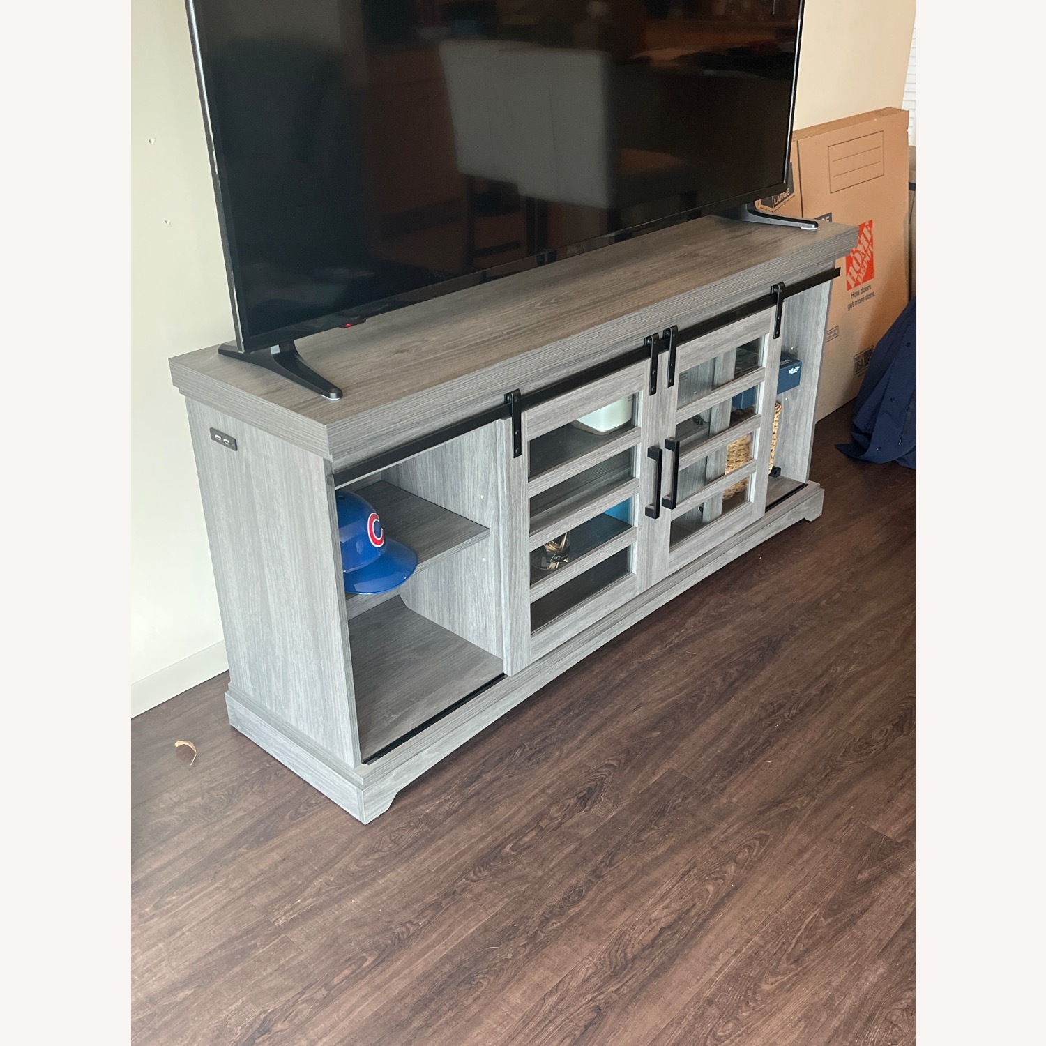 Bell'O Dark Gray Wood Veneer Media Storage - image-2