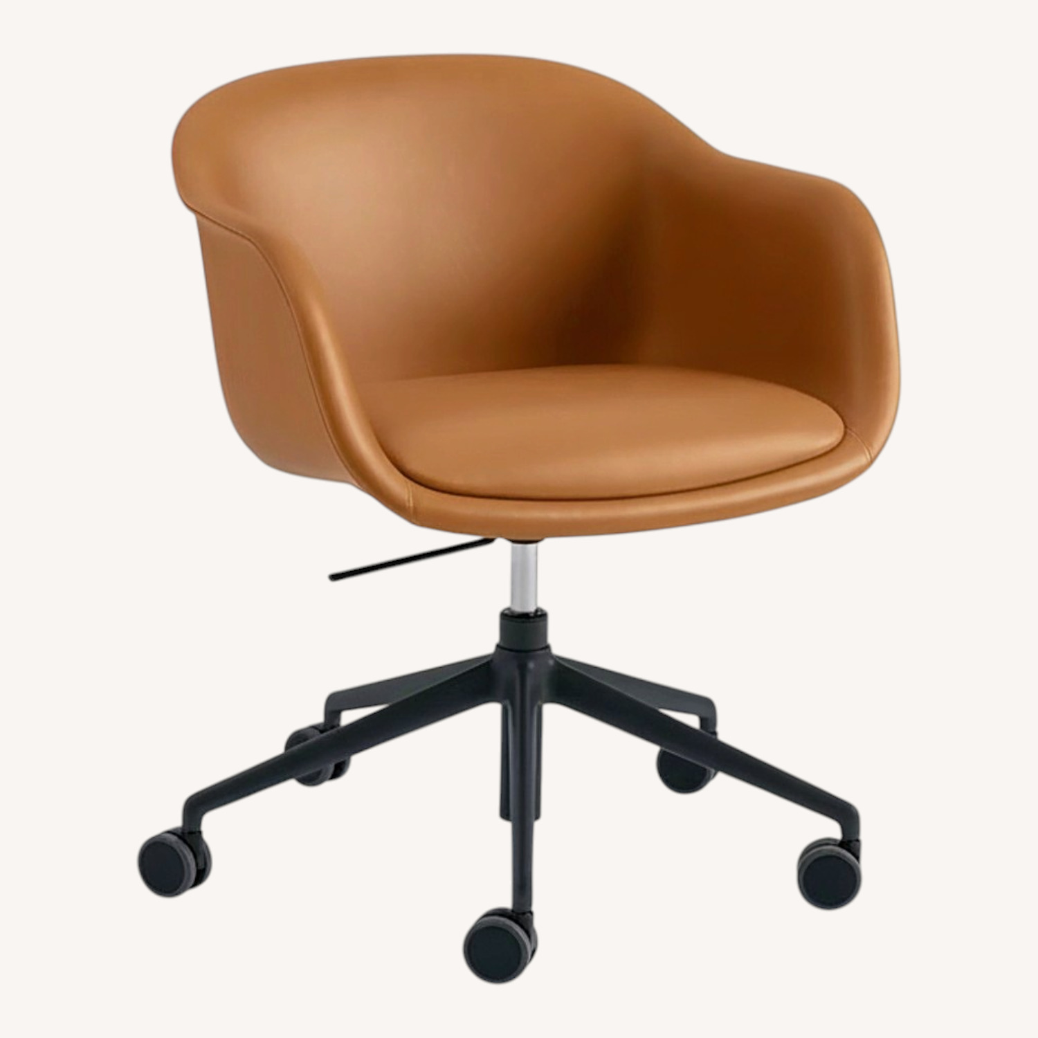 Knoll Swivel Chair in Cognac Leather - image-0