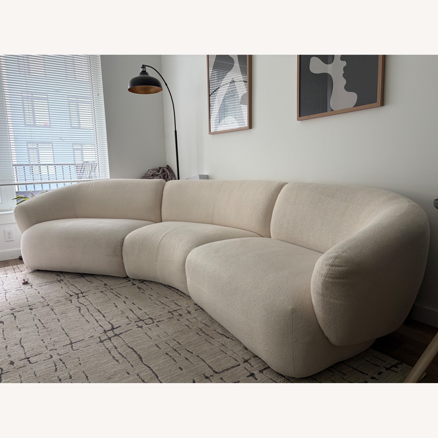 Castlery White Auburn Performance Fabric Curve Sofa - image-1