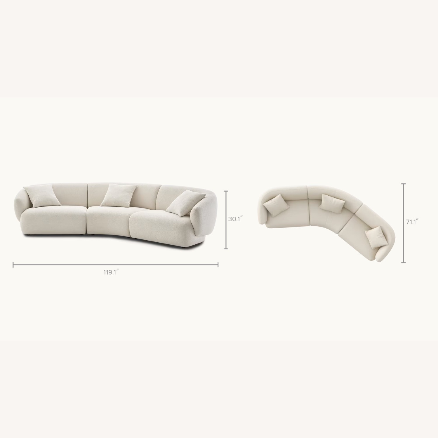 Castlery White Auburn Performance Fabric Curve Sofa - image-8