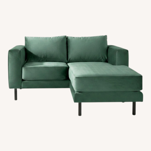 Used Sabai Design Green Velvet Loveseat Chaise for sale on AptDeco